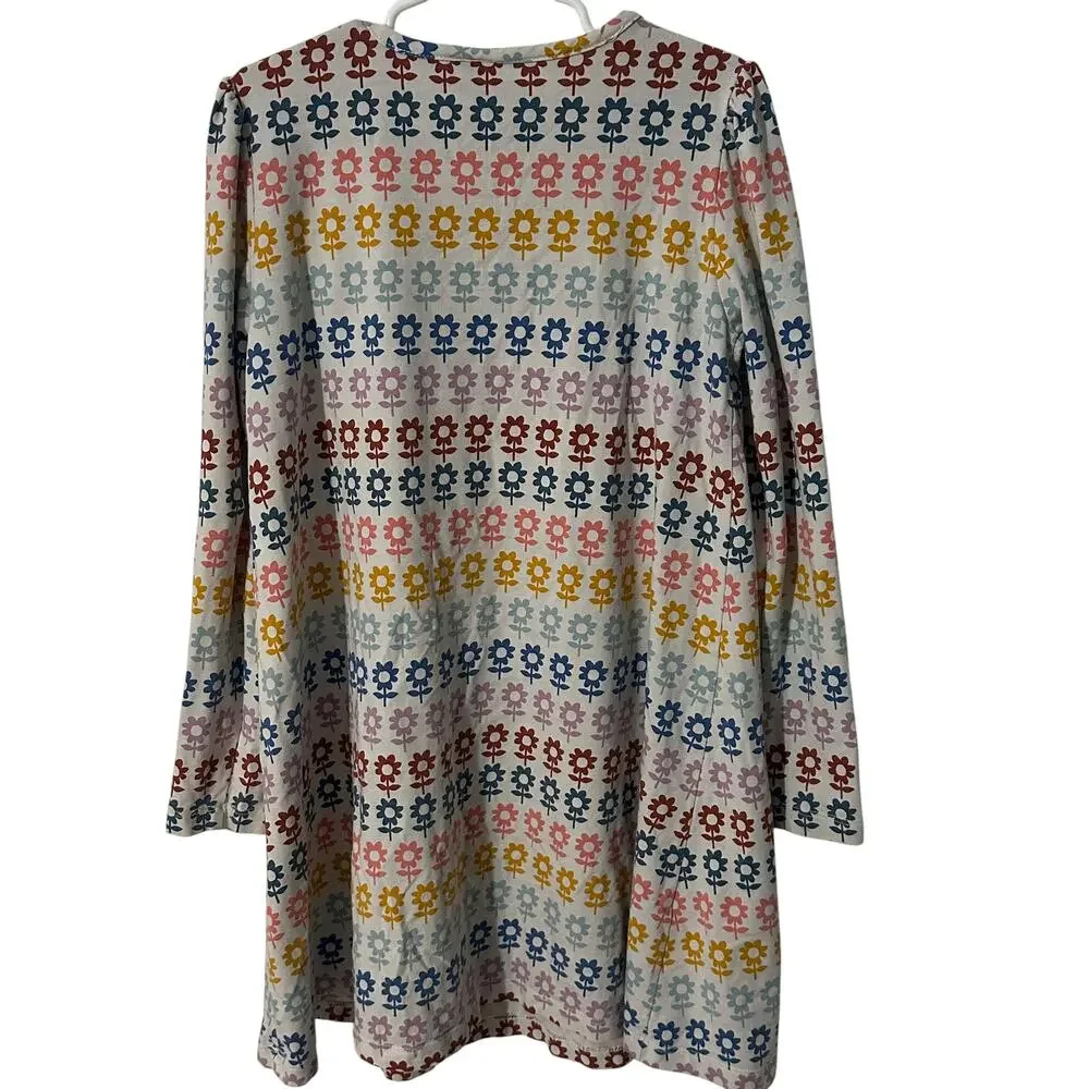 Hanna Andersson Floral Dress Size 130 cm (Girls 8) Gray Multicolor Cotton Casual